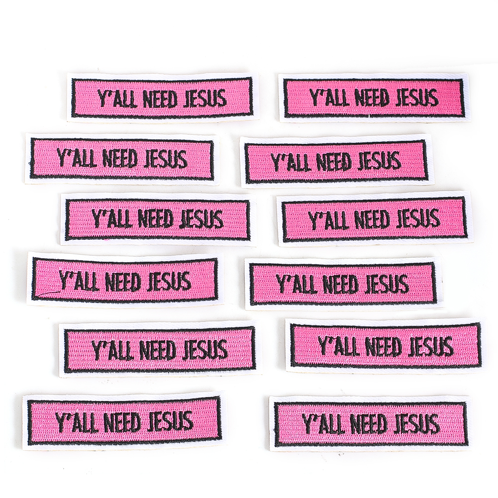 Winter Clothing Needs - Pink Embroidered Inspirational Quote Patches 