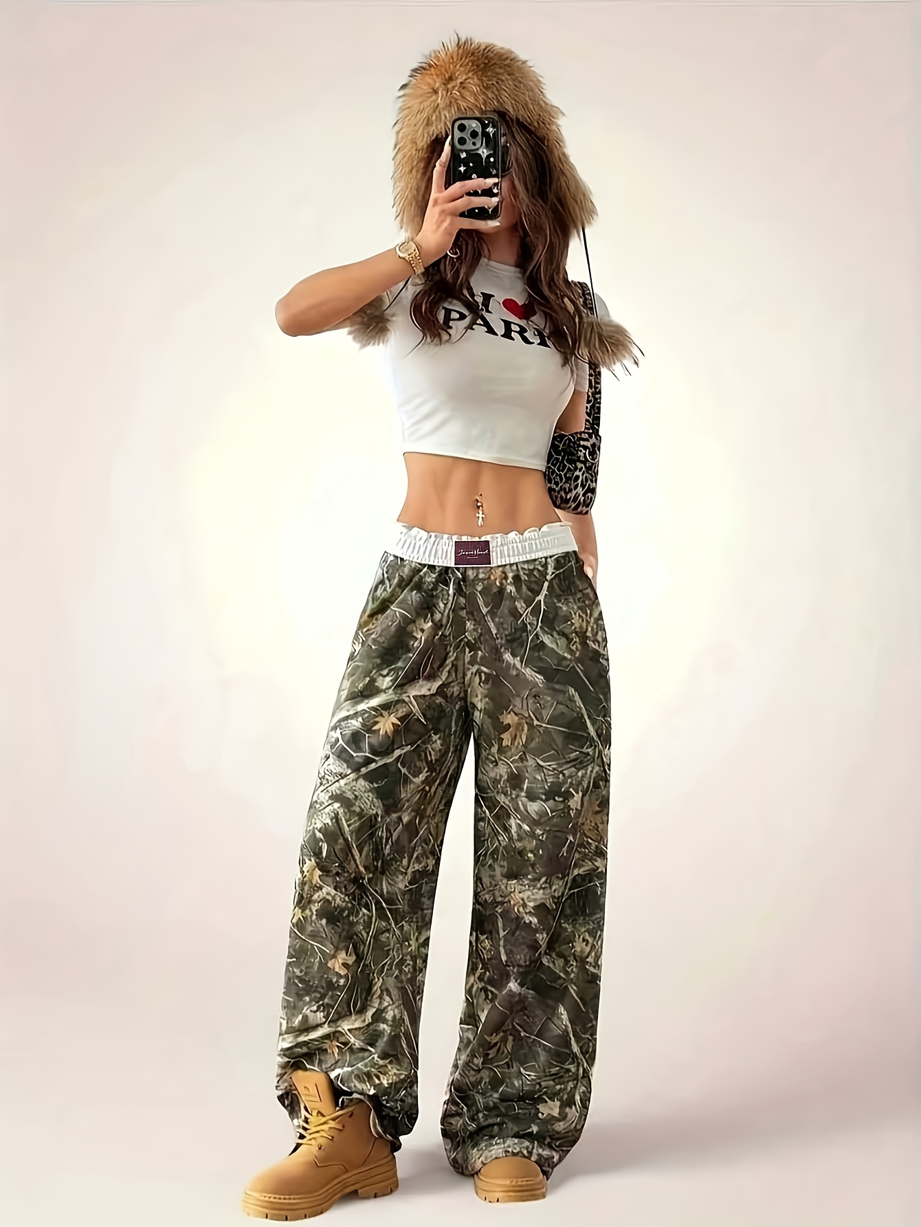 Winter Clothing Offer - Ladies' casual camouflage printed wide-leg pants
