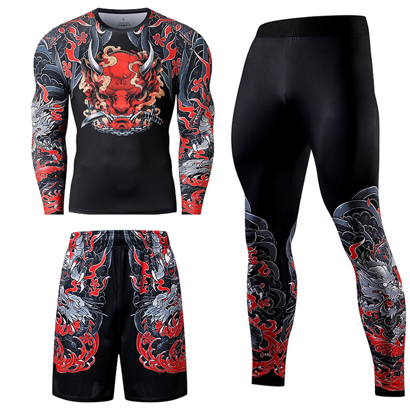 Winter Clothing Patterns - 2/3PCS Men Jiu jitsu Tracksuit Compression