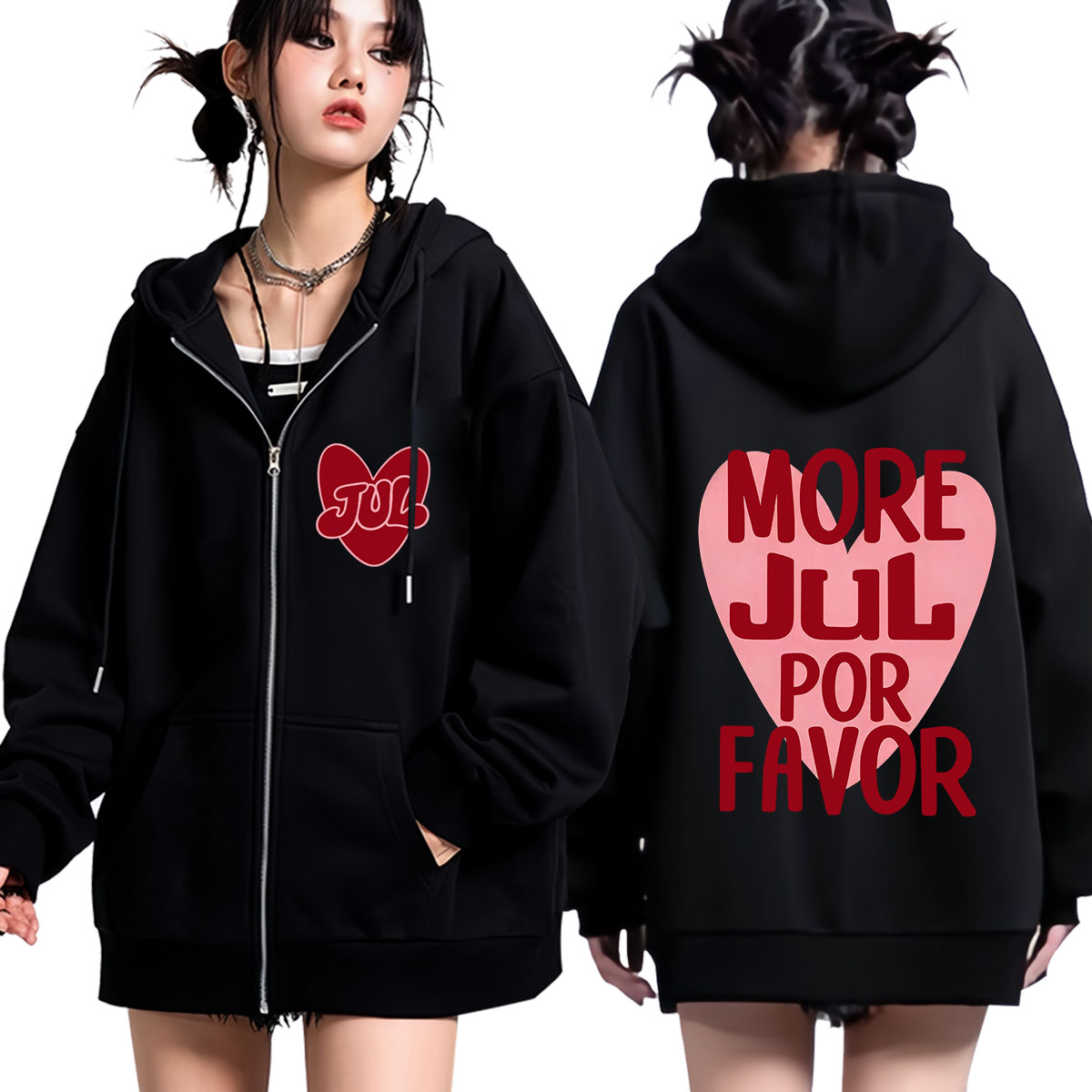 Winter Clothing Trends For Women - Rapper Jul Fashion Print Zipper Hoodie
