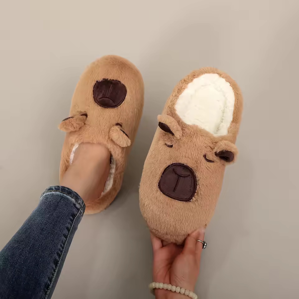 Winter Clothing Material - A Pair of Brown Plush Kapibara