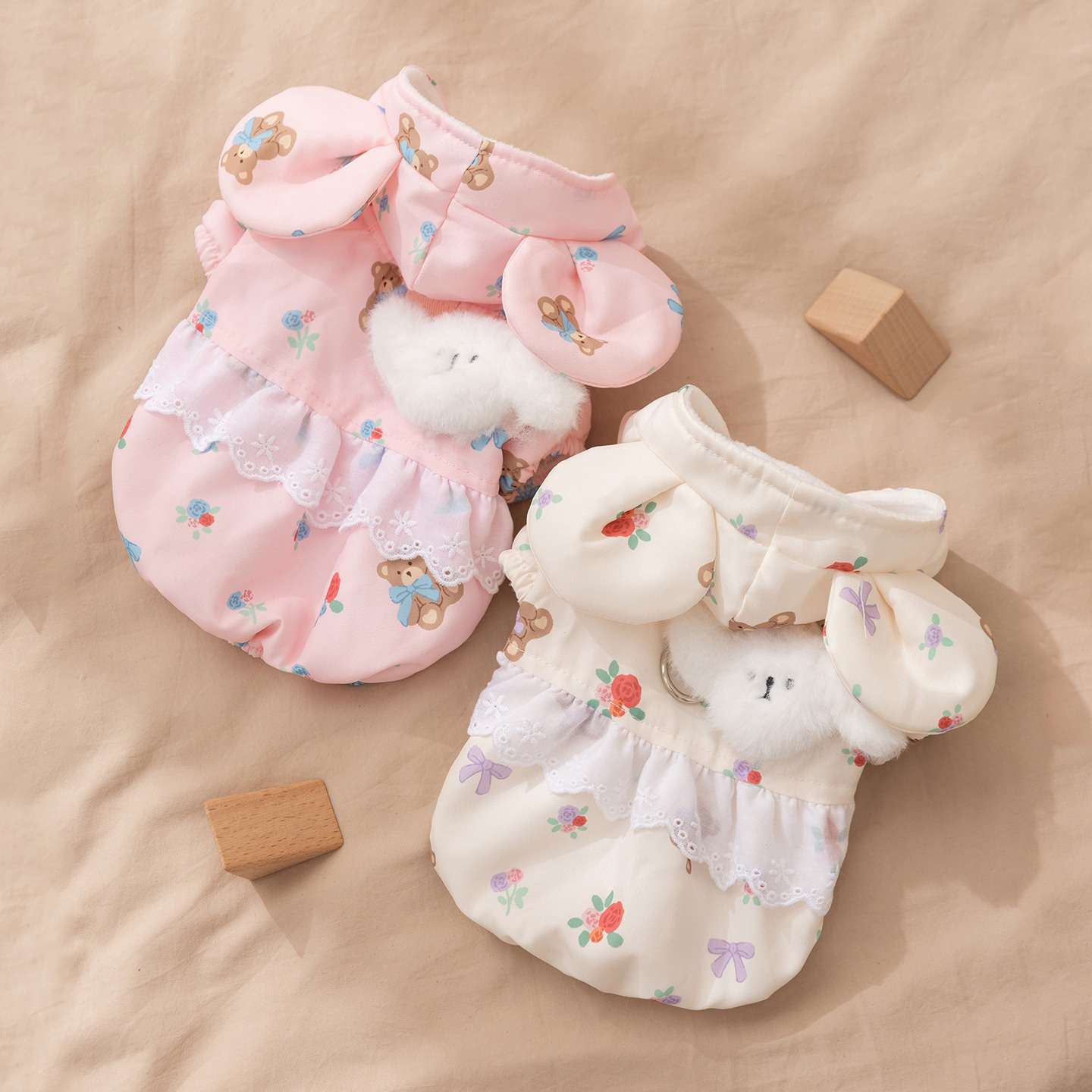 Winter Clothing Patterns - Winter Rose-patterned Dog Clothes Teddy Warm