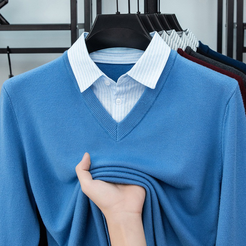 Winter Clothing Layers - ​​Men's Shirt Collar Knit Sweater -