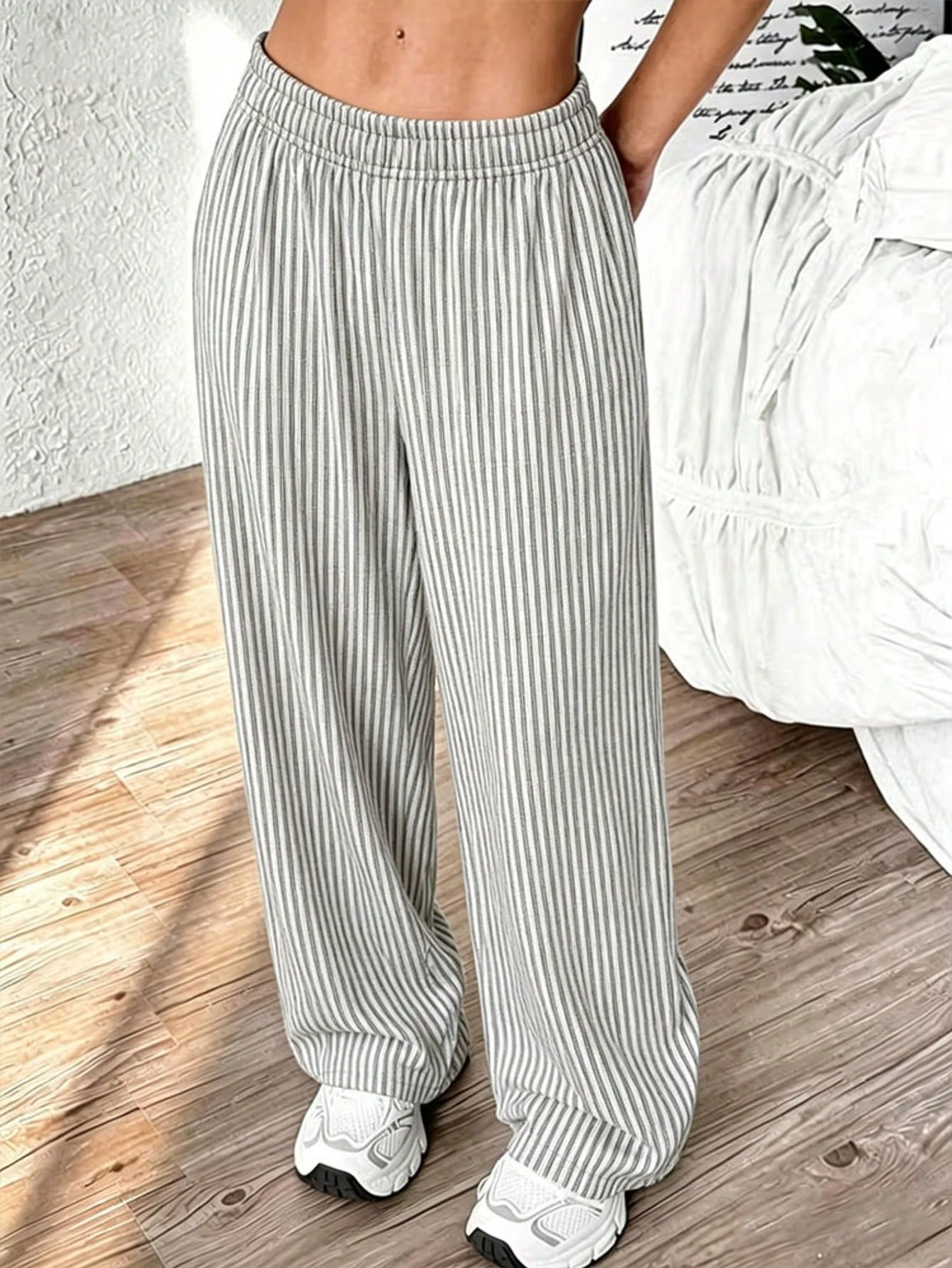 Winter Clothing Offer - Womens Summer Striped Ice Silk Wide