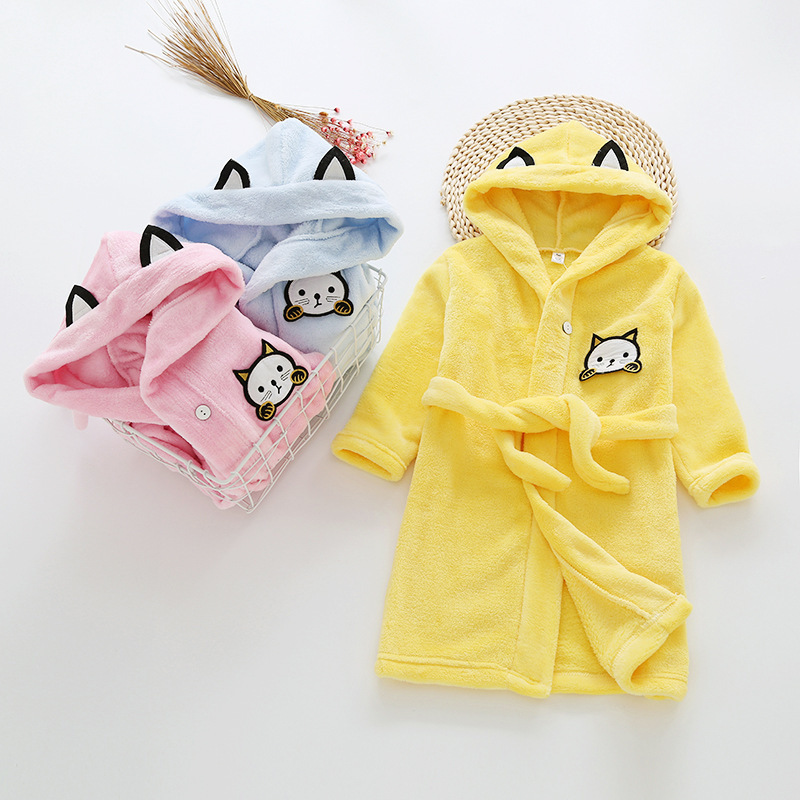 Kids Cartoon Cat Robes New Win – Winter Clothing 1 Year Old recenzja i cena