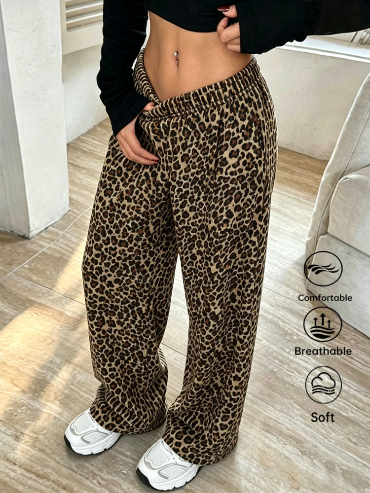 Y2K Womens Leopard Print Wide  – Winter Clothing Offer recenzja i cena