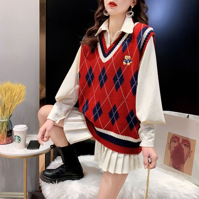 Red Knit Vests For Women Sleev – Winter Clothing Offer recenzja i cena