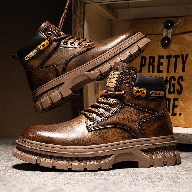 Vintage Men Platform Ankle Boo – Winter Clothing Material recenzja i cena