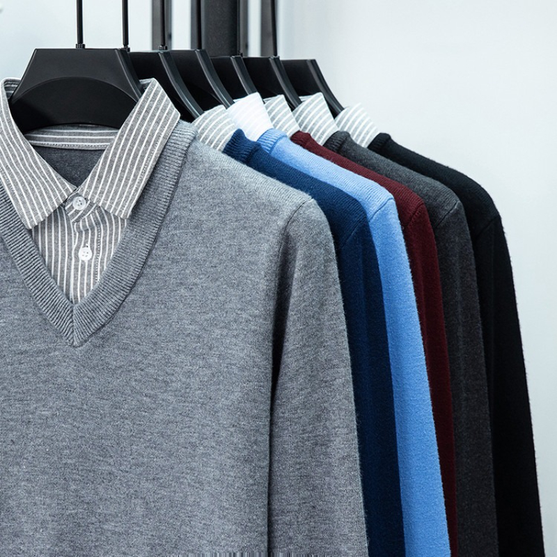 ​​Men's Shirt Collar Knit Swea – Winter Clothing Layers recenzja i cena