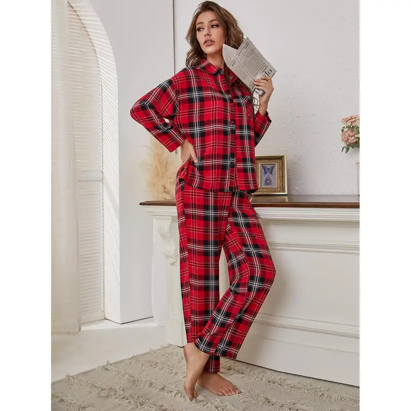 Red Plaid Pajamas Long Sleeve  – Winter Clothing Youtube recenzja i cena