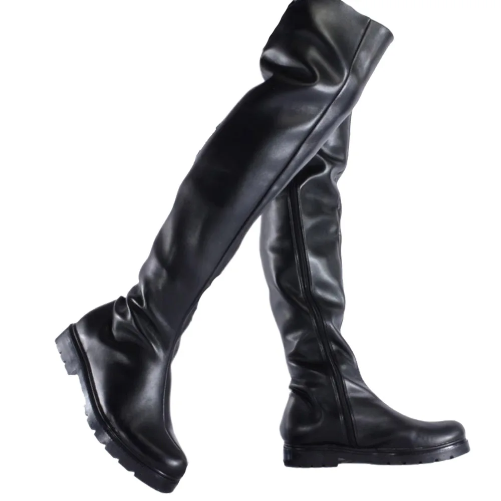 Men's Leather Over-the-Knee Bo – Winter Clothing Material recenzja i cena