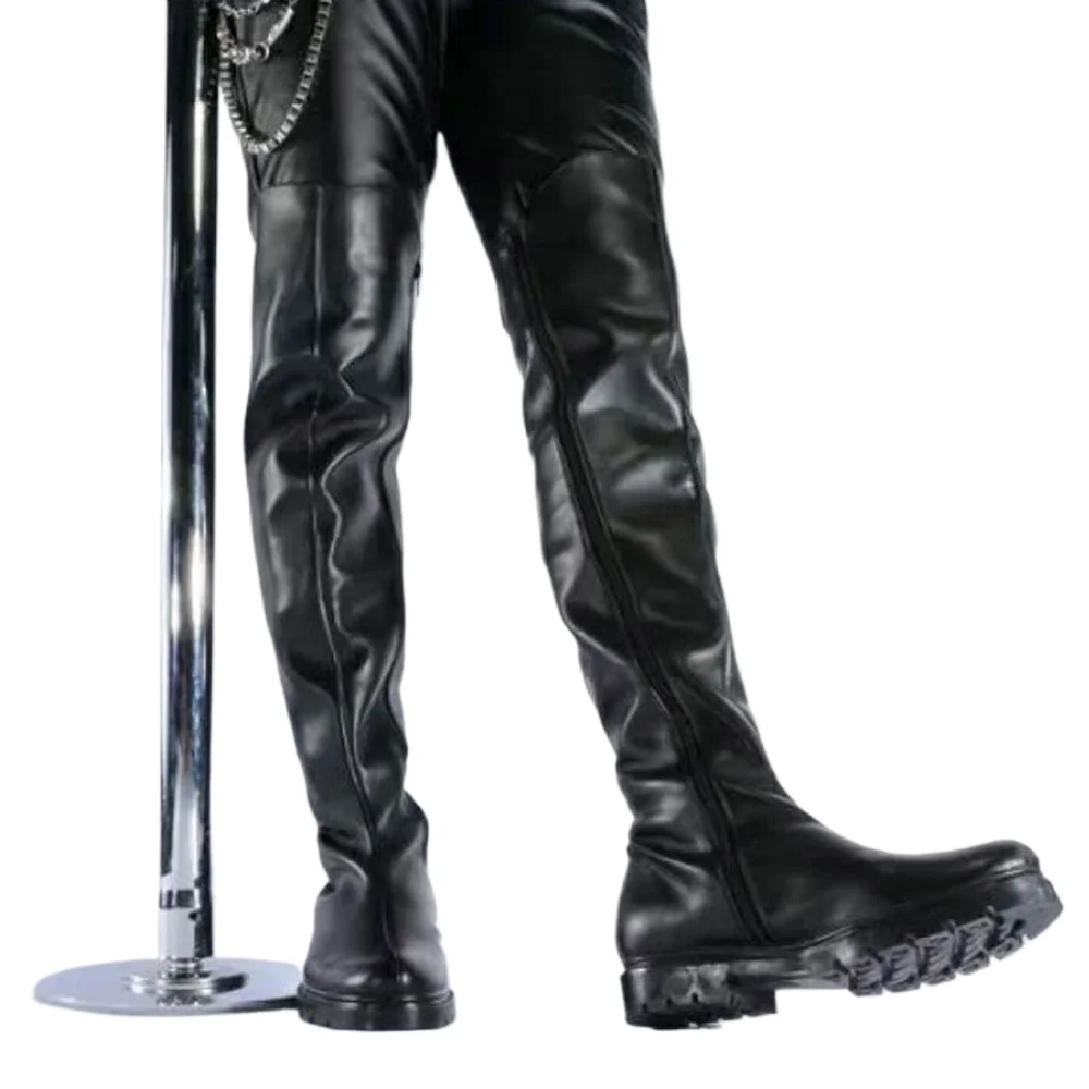Men's Leather Over-the-Knee Bo – Winter Clothing Material recenzja i cena