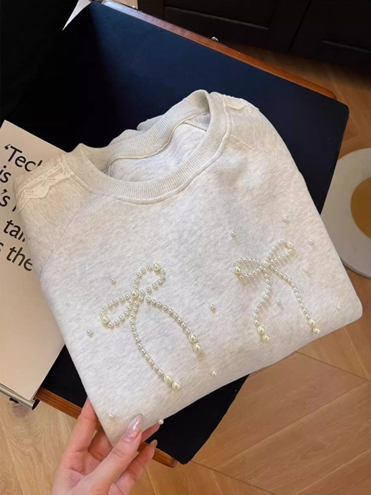 Round Neck Pearl Women's Sweat – Winter Clothing Essentials For Women recenzja i cena