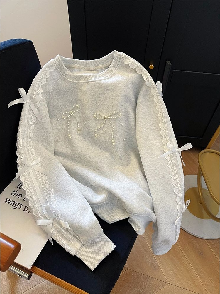 Round Neck Pearl Women's Sweat – Winter Clothing Essentials For Women recenzja i cena