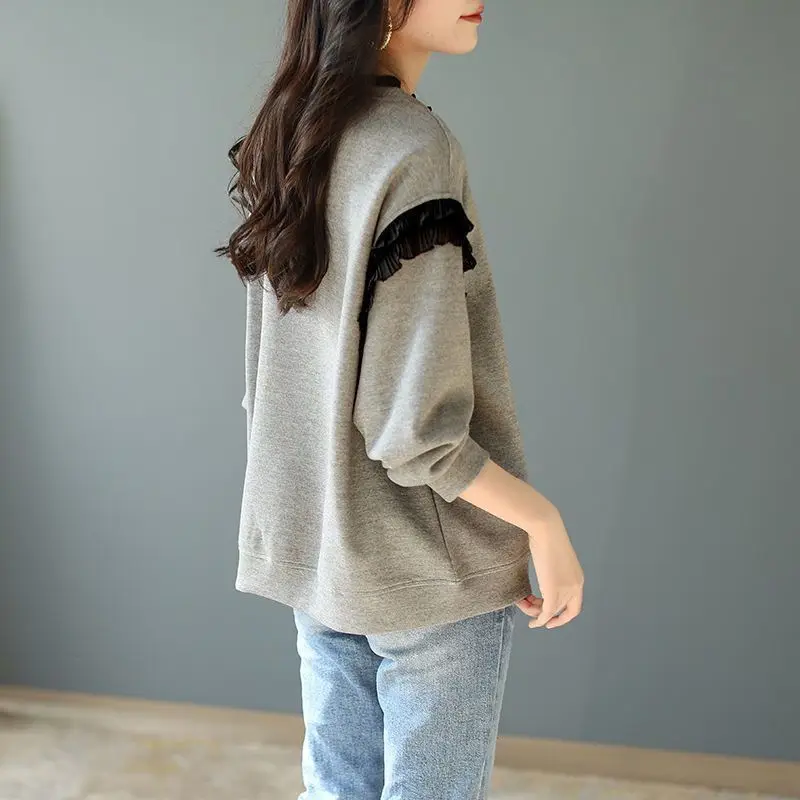 Loose Grey Woman Pullover Tops – Winter Clothing Essentials For Women recenzja i cena